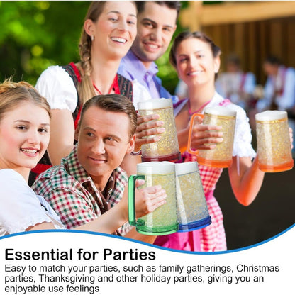 Canecas de Cerveja de Parede Dupla com Gel Congelante, Canecas de Uísque Transparentes com Alça para Bar e Copos de Bebida para Uso Externo