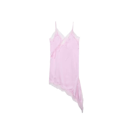 UNIZERA Women's Lace Asymmetrical Dress Sexy Suspender Summer 2025 New Temperament Fashionable