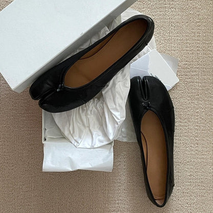 Fashion Soft Leather Split Toe Women Tabi Ballet Flats Spring Autumn Comfortable Walking Lazy Loafers Casual Girls Dance Shoes