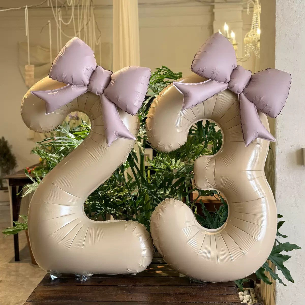 Large matte bow aluminum foil balloon 21 inches Small blue pink monochrome bow Children's birthday party decoration can be hung
