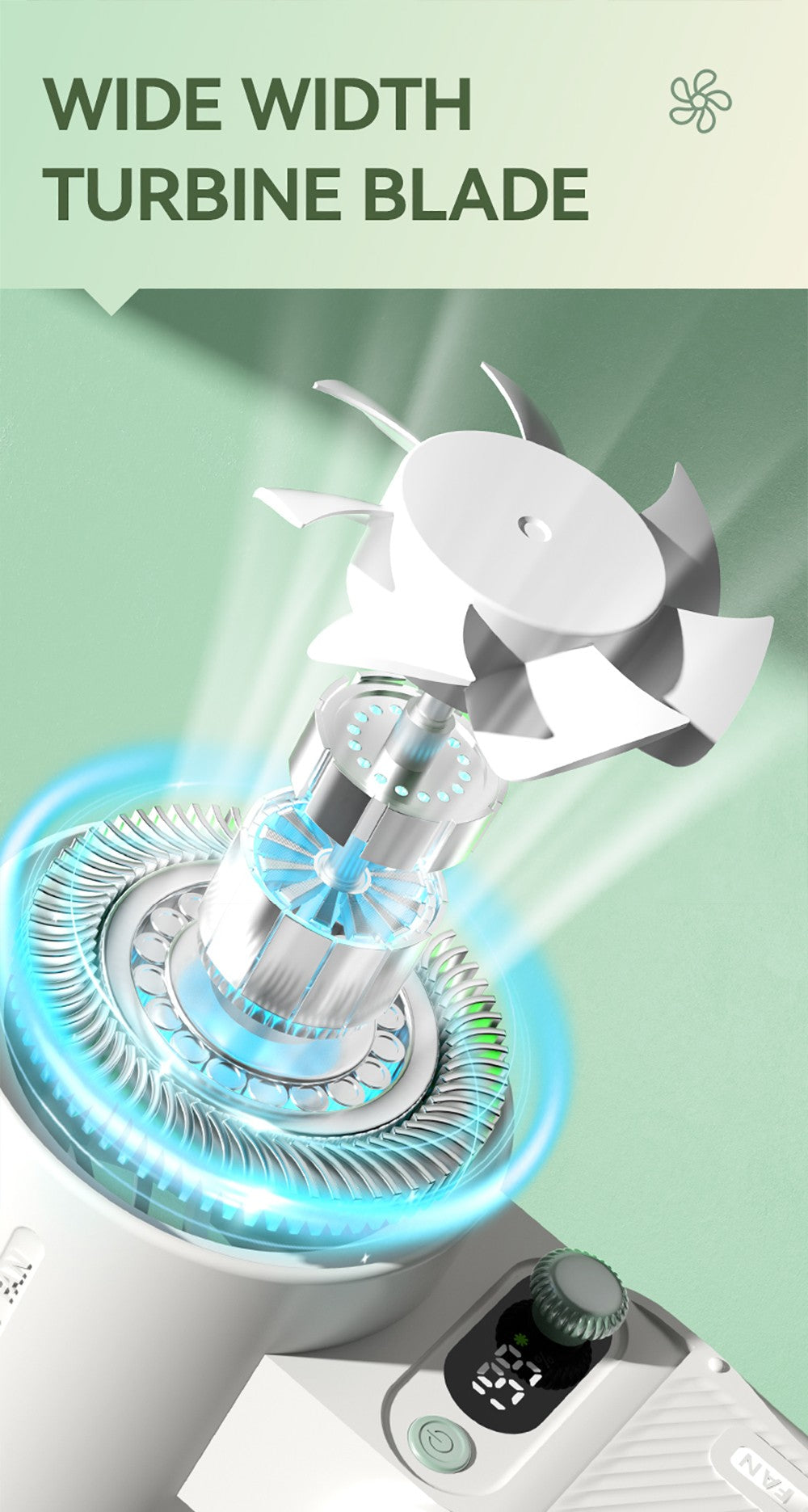 Handheld Turbo Fan, 199 Speed Settings, USB Cooling, Long Battery Life, Quiet And Portable For Outdoor