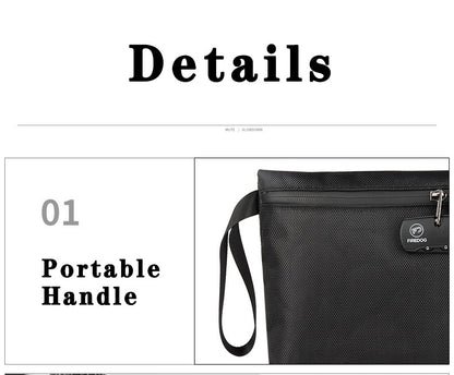 Travel Storage Bag With Password Lock Files Credit Card Certificates Safe Handbag Waterproof Anti-odor Smoking Pipe Storage Bag