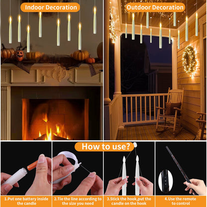 Flameless LED Taper Candles Christmas Tree Electric Candle Lights Mini Taper Clip-On Candles with Remote Timer for Wedding Decor