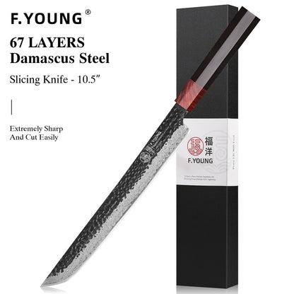 F.YOUNG Faca Japonesa de Chef Aço Damasco Profissional Facas de Cozinha Utilitário Sashimi Fatiar Carne Utensílios de Cozinha Forjados à Mão