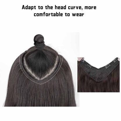 22 Polegadas Sintético Longo Cacheado Extensão de Cabelo 4 Clipes V-shape Castanho Preto Natural Peruca para Mulheres