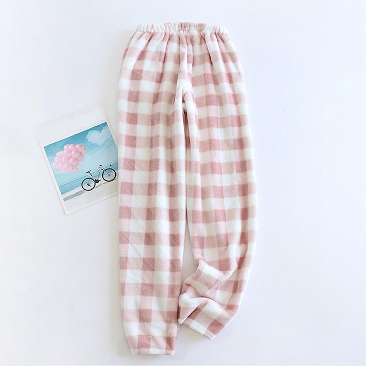 Women Pajama Pants Yoga Pants Elastic Waist Fuzzy Fleece Plaid Bottoms Soft Lounge Sleepwear With Pockets Plush Pajamas Pants