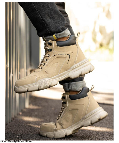 Botas de Segurança Masculinas com Biqueira de Aço Indestrutíveis para Construção Botas de Segurança à Prova de Perfurações Calçados de Trabalho Masculinos Protetores