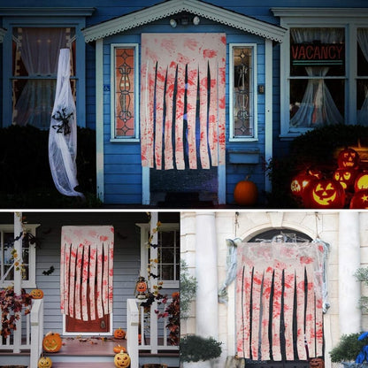 65 X 39 Inch Bloody Handprint Horror Door Curtain for Halloween Party, Scary Haunted House Decoration, Unique Halloween Supplies