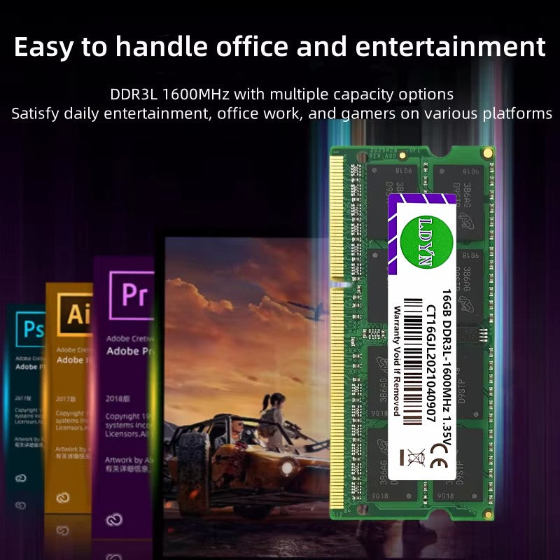 DDR3L 16GB 1600MHZ Memória Ram para Notebook PC3L-12800 Non-ECC Unbuffered 1.35V CL11 2Rx8 204 Pinos SODIMM Ram para Notebook