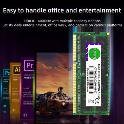 DDR3L 16GB 1600MHZ Memória Ram para Notebook PC3L-12800 Non-ECC Unbuffered 1.35V CL11 2Rx8 204 Pinos SODIMM Ram para Notebook