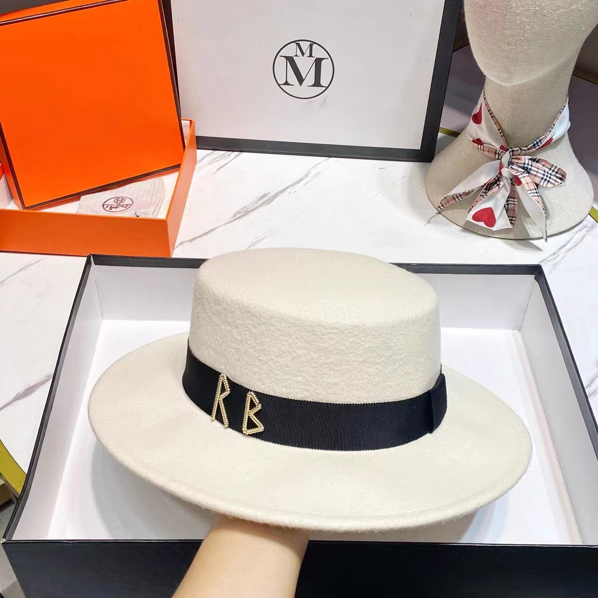 Fedora Chapéu de Copa Reta Chapéu de Outono/Inverno Chapéu RB Britânico Francês Chapéu de Copa Reta Chapéu Punk Jazz Chapéu de Aba Larga Gorras ??