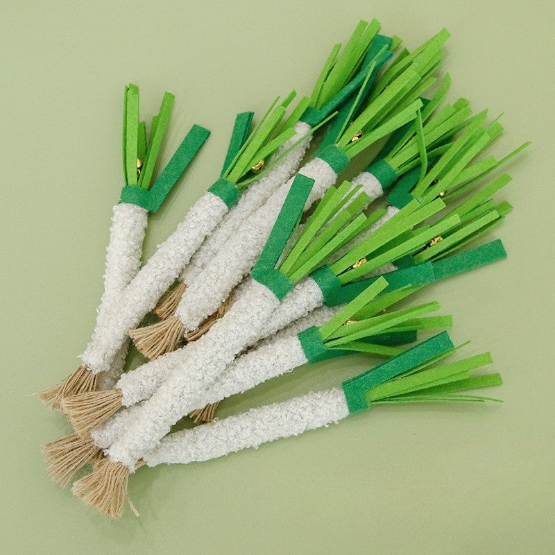 1 unidade de brinquedo de gato de madeira Sky Liao, cebolinha, vegetal simulado, resistente a mordidas, autoestimulante, moedor de dentes, para provocar gatos e animais de estimação