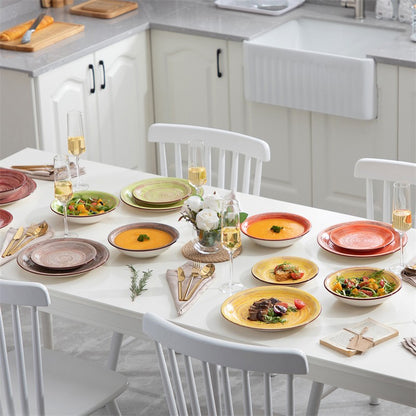18Piece Stoneware Tableware Set Vintage Dinner Plate in Shabby Chic Design Dinnerware for 6 People Ceramic Dishware Dishes Set