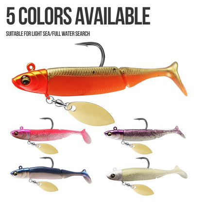 Iscas de Pesca TAIYU de Venda Quente 20g Jig Head T-tail Isca Macia de Silicone Wobbler Isca Colher Giratória de Metal para Pesca de Lúcio Truta Baixo