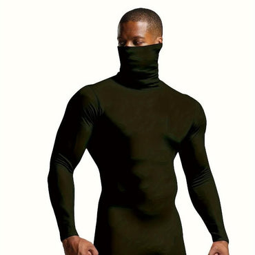 Hot Winter Warm Men Mock Neck Basic Plain T-shirt Blouse Pullover Long Sleeve Top Male Outwear Slim Fit Stretch Fashion Sweater