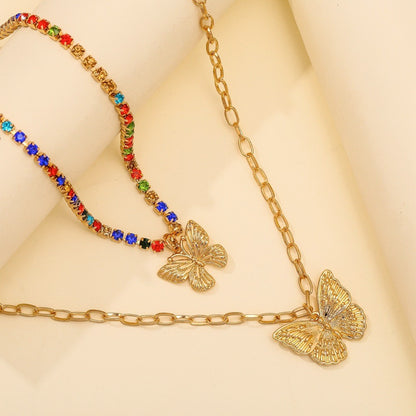 Colar Borboleta Vintage Feminino Dourado Aço Inoxidável Lâmina Correntes de Cobra Pingentes Estéticos Gargantilha Joias Femininas Presente Para Mulher