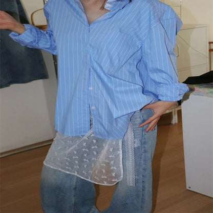 Fashion Lace Lace Layered Gauze Skirt Korean Version Unique Floral Skirt Lace Up