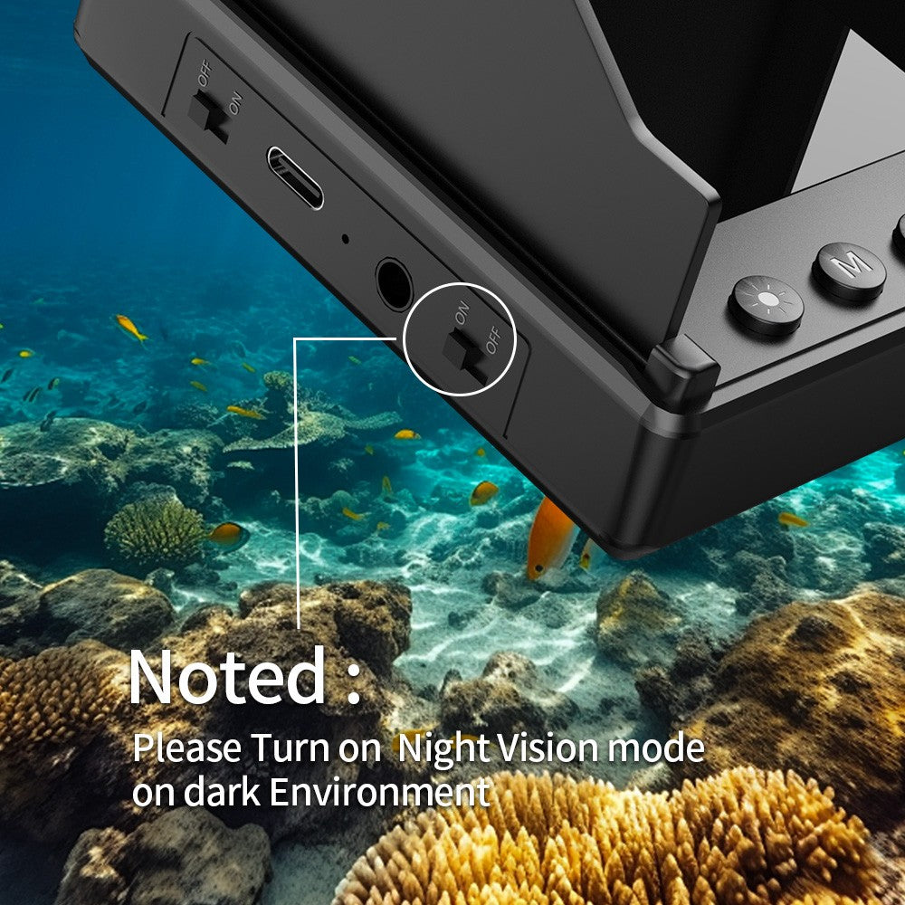 Localizador de Peixes Portátil com Sonda, Câmera de Pesca Subaquática Portátil 1080P de 4,3 Polegadas LCD com Visão Noturna e Ângulo de 120°