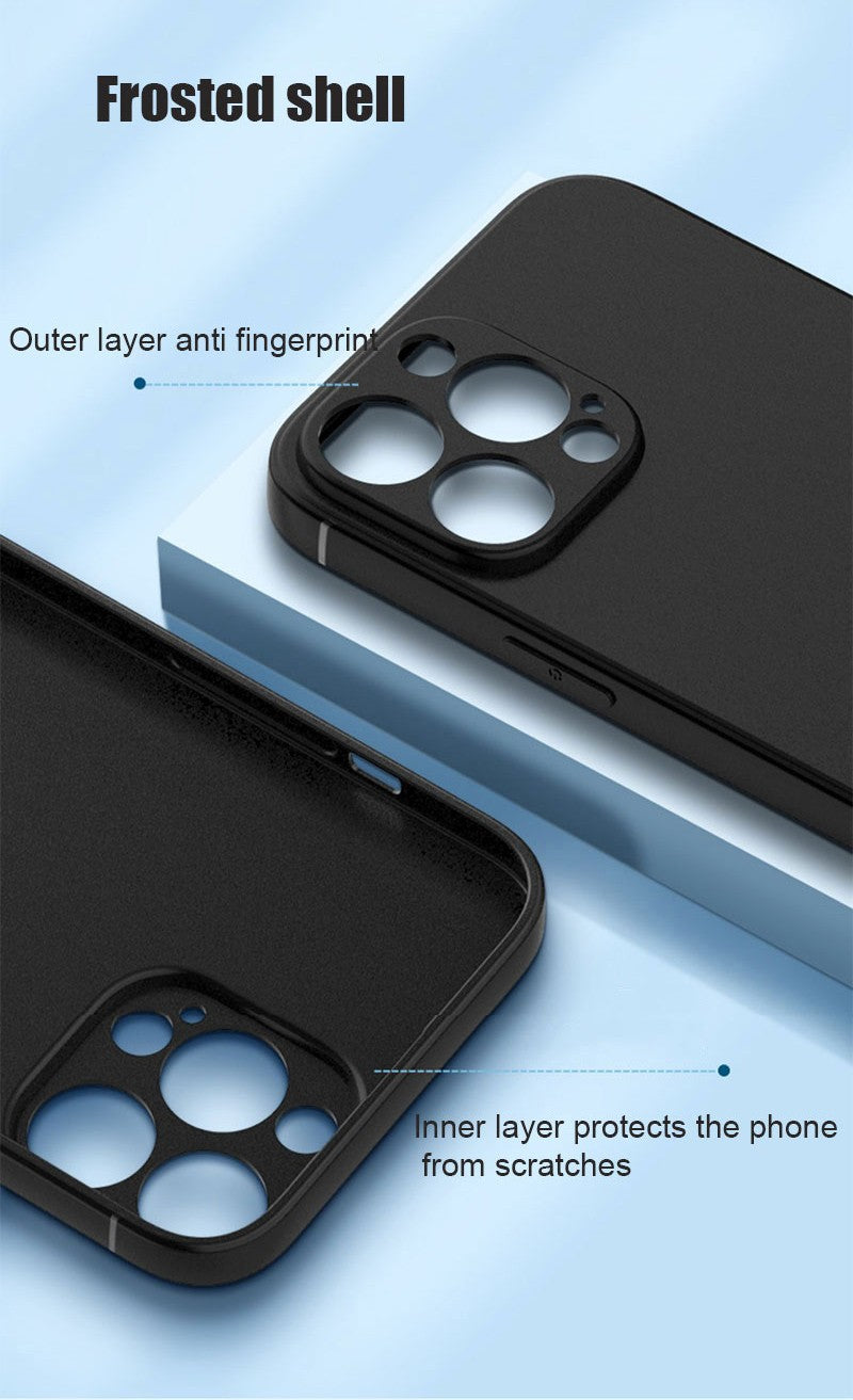 Capa de Telefone Preta de Luxo para iPhone 16 15 14 11 12 13 Pro Max 7 8 Plus 13 Mini 16E SE 2022 Xr X Xs Capa Traseira Fosca Macia