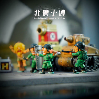 1:64 Metal Slug Genuine Tide Play Figura Snk Feita à Mão Metralhadora Pesada Lança-chamas Boneca Tanque Soldado Inimigo
