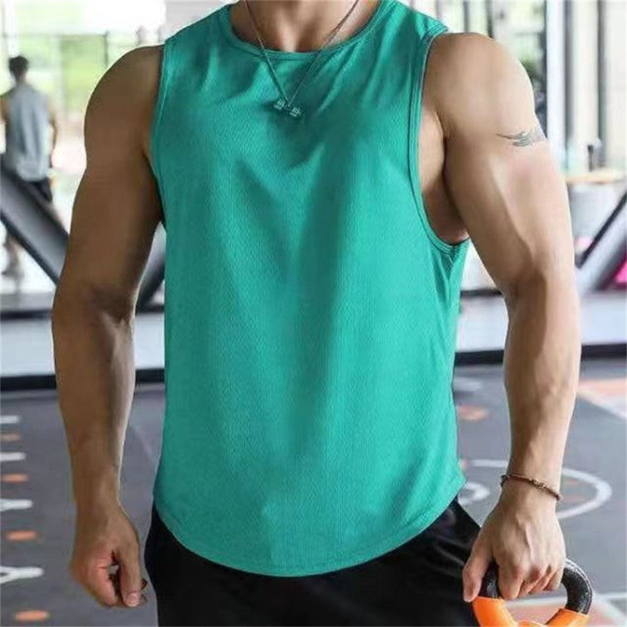 2024 new Men Tank Tops Sleeveless Shirt Polyester Mesh Material Quick Dry Breathable Men Workout Fitness Basketball Top Tee