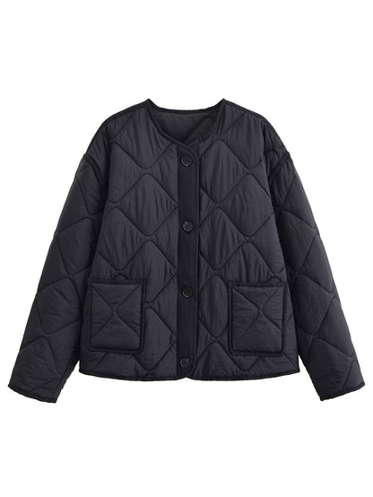 Nlzgmsj Autumn Winter Women's Solid Single-breasted O-Neck Jacket Fashion  Long Sleeve Coat  Street Casual  Short  Jacket