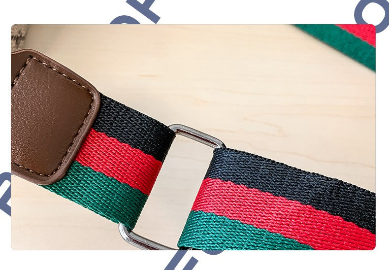 Casual Lightweight Sling Bag with Color Block Strap for Men PU Leather Messenger Bag Trend Wide Strap Crossbody Bags Designer