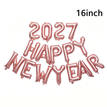 16 Inch 2027 Happy New Year Foil Balloons Christmas New Year Party Decoration Festival Party Supplies Photo Props Home Decor