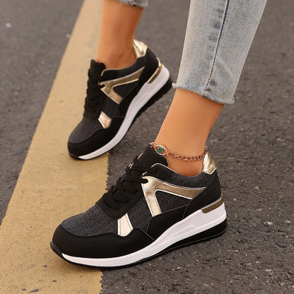 New Big Size Women Sneakers Breathable Lace-up Casual Sneakers Outdoor Lightweight Shoes Women Walking Anti-slip Platform Shoes