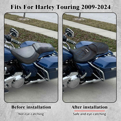 Assento de Couro Dianteiro e Traseiro para Motocicleta para Harley Touring Road King CVO Electra Street Glide 09-23