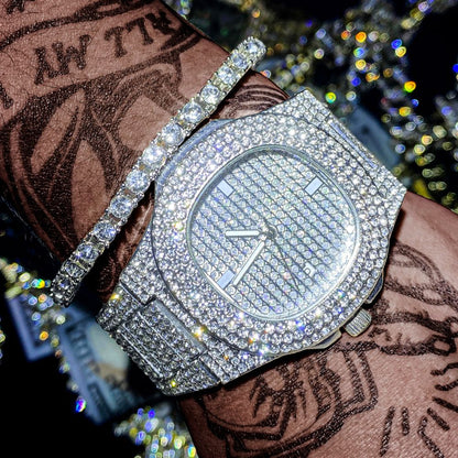 Luxury Diamond-Encrusted Hip Hop Watch Exquisite Fashion Design for Men And Women Casual Party Business Gift