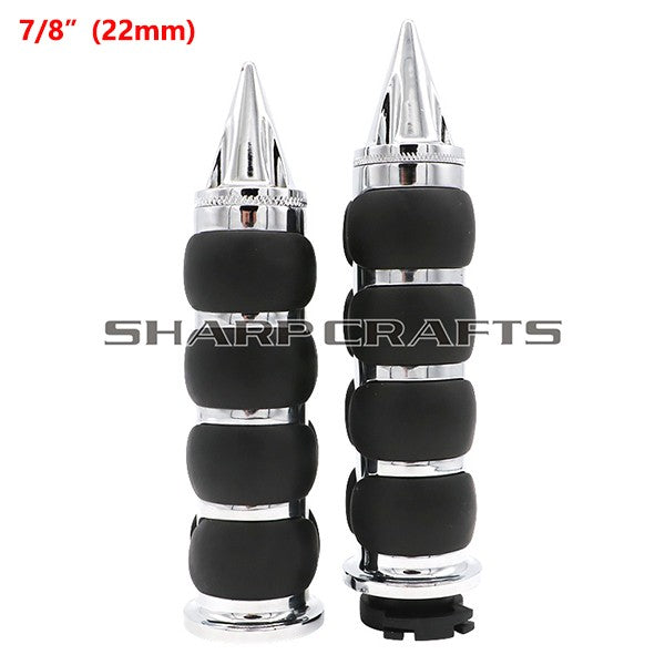 1" 25mm & 7/8'' 22mm Billet Rubber Flame Spike Hand Grips For Harley Honda Kawasaki Suzuki Yamaha  Bikes Cruiser Chopper Custom
