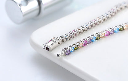 ORSA JEWELS Authentic 925 Sterling Silver Tennis Chain Bracelet Moulding Process Hanmade High-end Hand Chain for Man Woman SB128