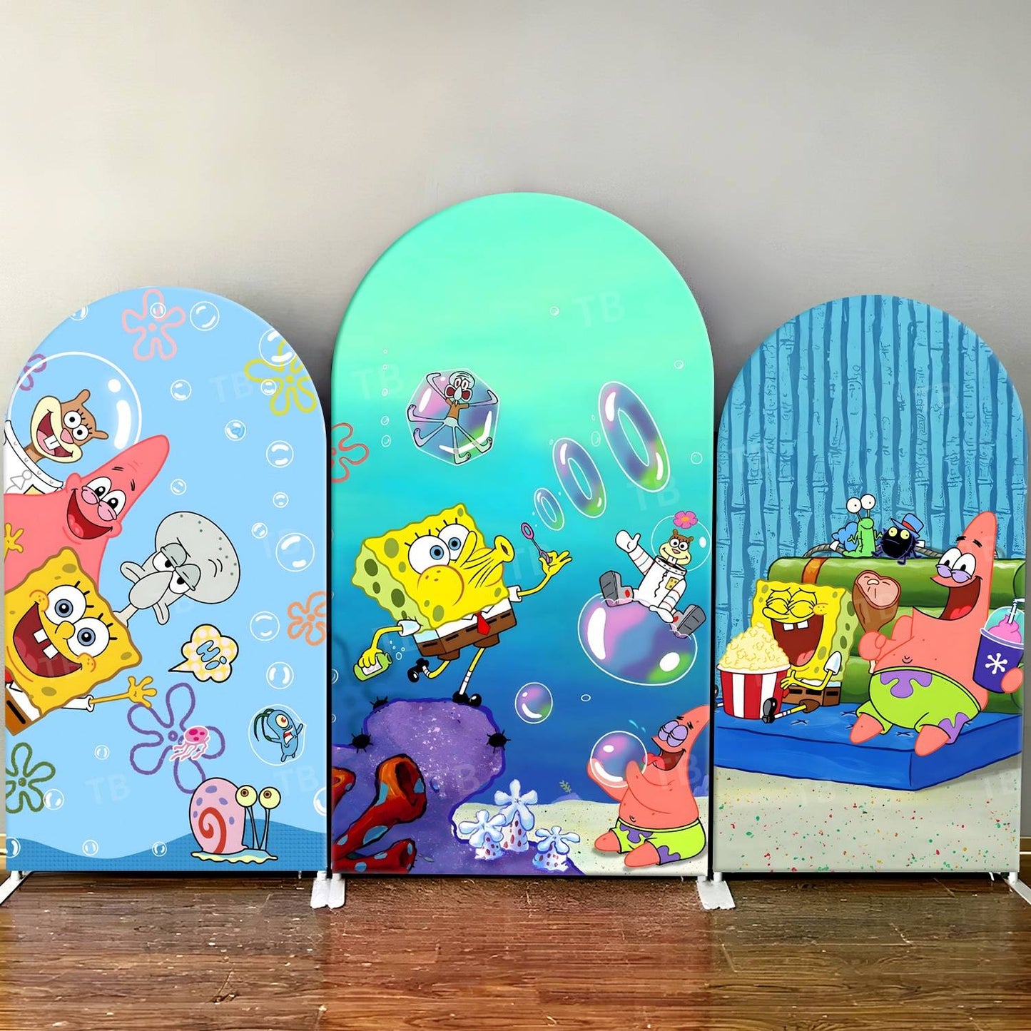 SpongeBob Theme Arch Backdrop Cover Squidward Patrick Baby Shower Kids Birthday Party Decoration Photograph Background Wall