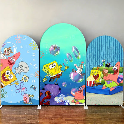 SpongeBob Theme Arch Backdrop Cover Squidward Patrick Baby Shower Kids Birthday Party Decoration Photograph Background Wall