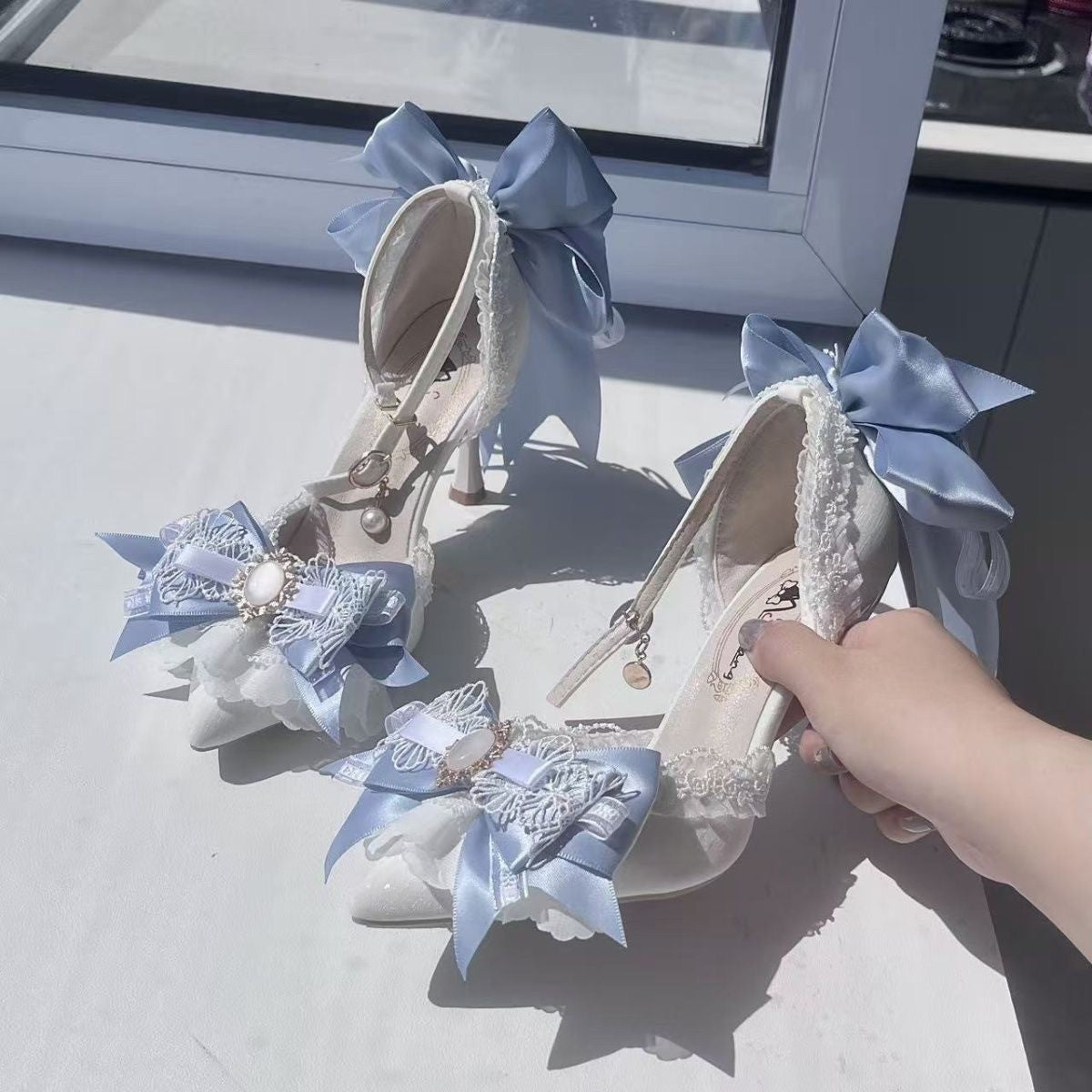 Elegant Woman's Heeled Shoes, Blue Matching Bag and Shoes, Y2K High Heels, Elegant Women's Shoes, 2000S Heels, Wedding Shoes, Lolita Heel