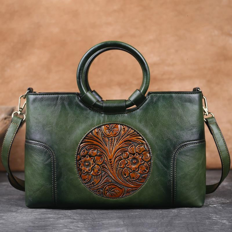 2025 New High Quality Leather Women Handbag Retro Handmade Embossed Shoulder Bag For Women Large Capacity Female Messenger Bags