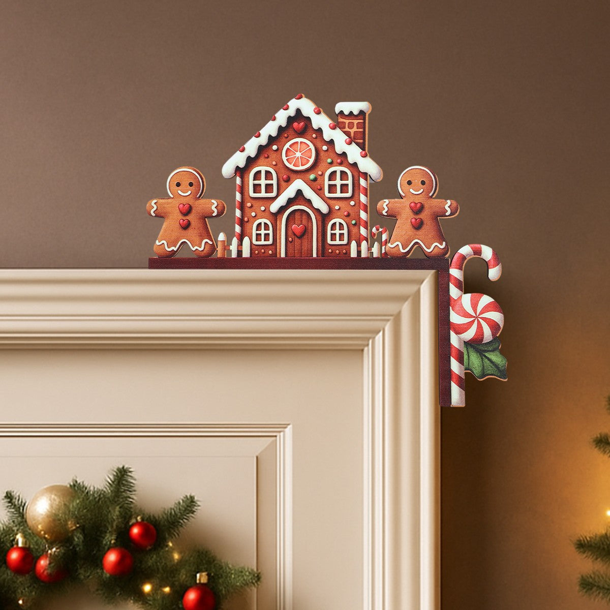 Christmas Gingerbread Man Wooden Door Frame Decoration Merry Christmas Decor for Home 2025 Navidad Xmas Ornament New Year 2026