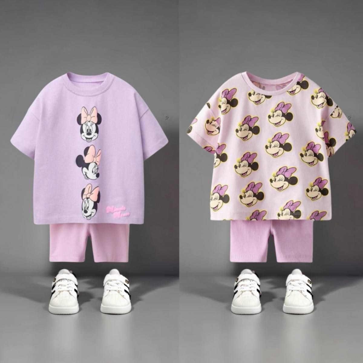 Cartoon Minnie Mouse Girls Short Sleeve Suit Boutique Children's Wear Set Summer Clothes Cartoon Cute Baby Girl T-shirt + Shorts