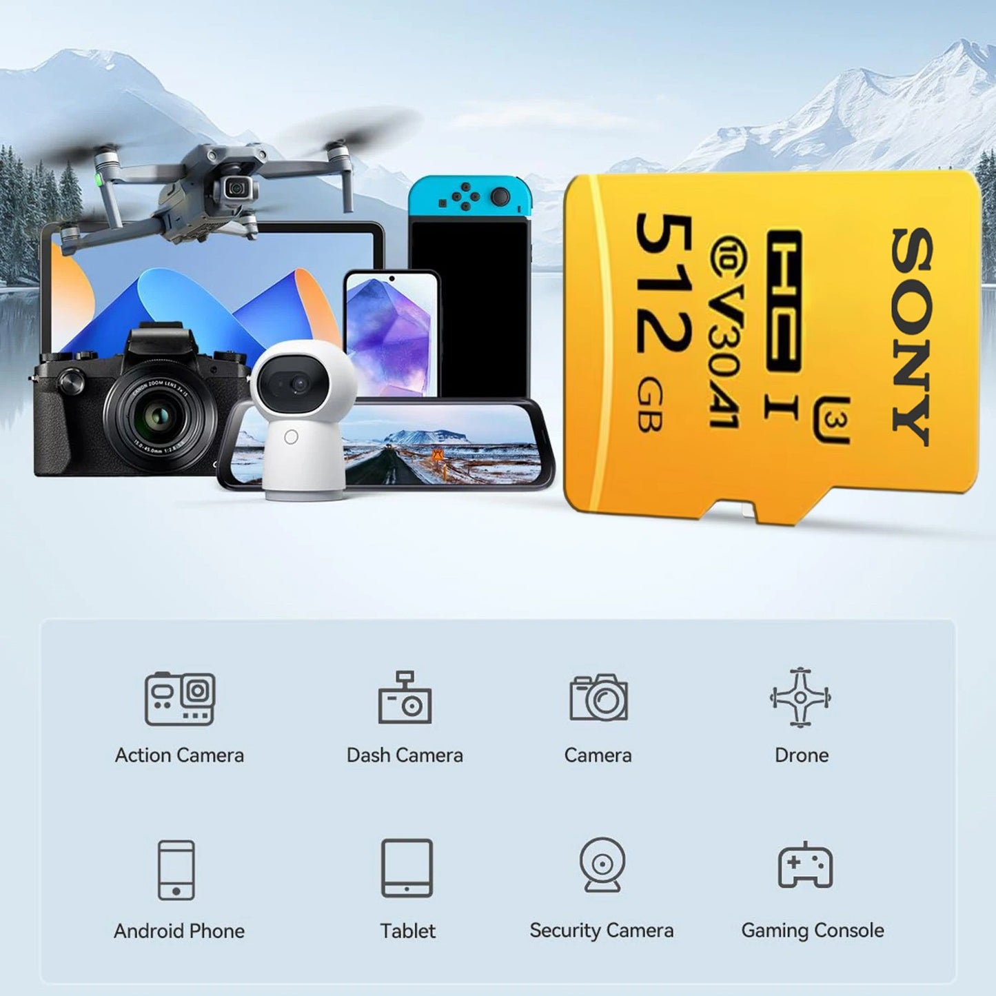 Sony Micro TF SD Card 64GB 128GB 256GB 512GB SD Memory Card Class 10 High-Speed V30 TF Flash Card For Xiaomi Phone Camera PC