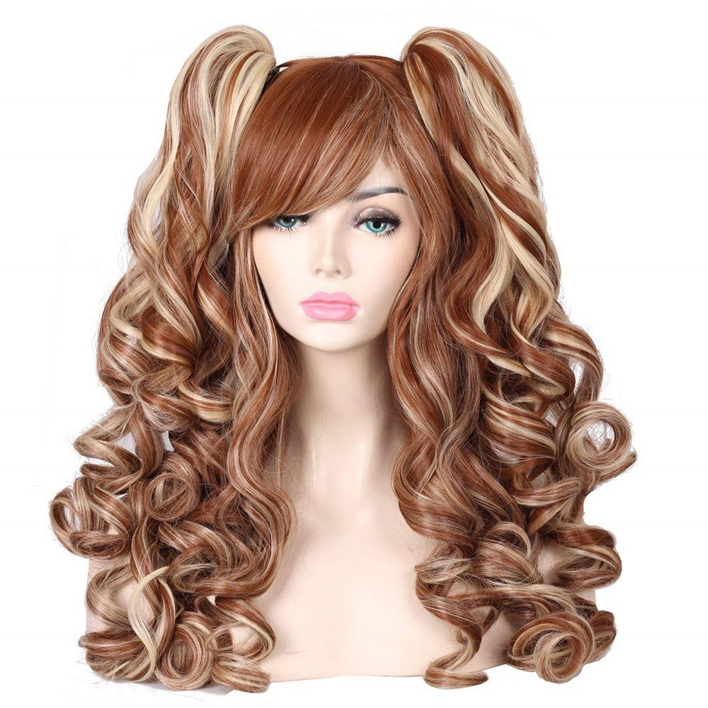 HAIRJOY Synthetic Hair  Wavy Pink Ponytail Wig for Jean Cosplay Game Princess  Anime Wigs with Hair Pigtails Bangs Halloween Wig