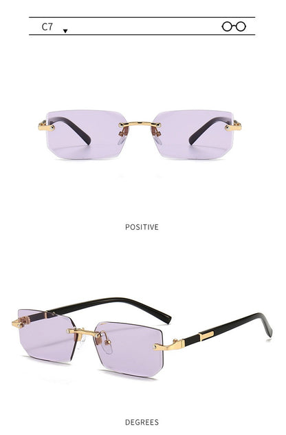 Óculos de Sol da Moda Sem Aro Masculino Feminino Populares Sem Armação Óculos de Sol Masculino Feminino Clássico Pequeno Quadrado Verão Viagem Sombras