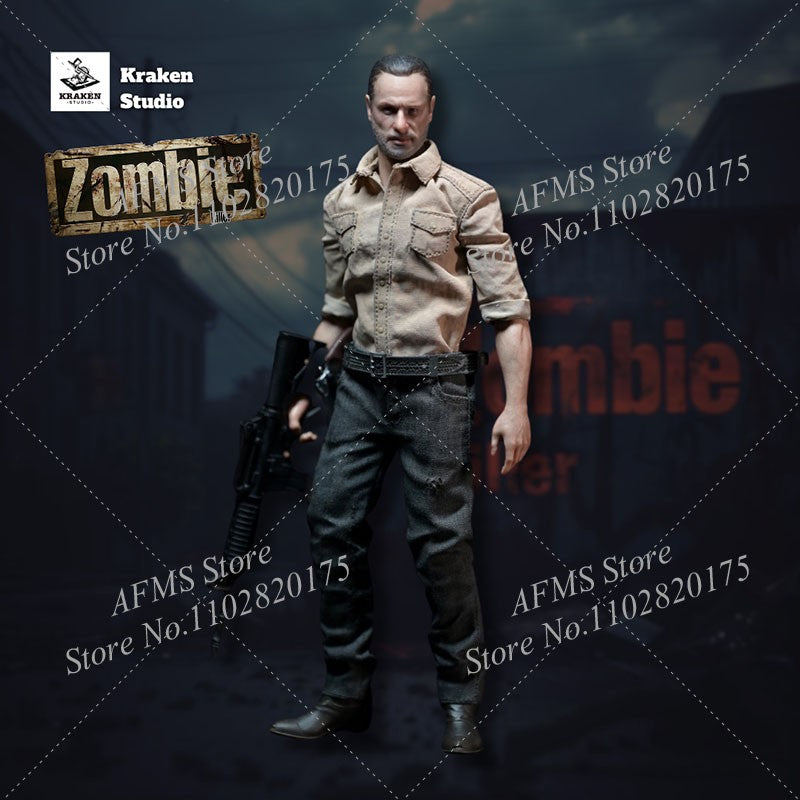 Kraken Studio Figura Colecionável 1/12 Escala Terrifying Zombie Police Killer Rick Conjunto Completo Figura de Ação de Soldado Masculino de 6 Polegadas Modelo