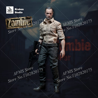 Kraken Studio Figura Colecionável 1/12 Escala Terrifying Zombie Police Killer Rick Conjunto Completo Figura de Ação de Soldado Masculino de 6 Polegadas Modelo