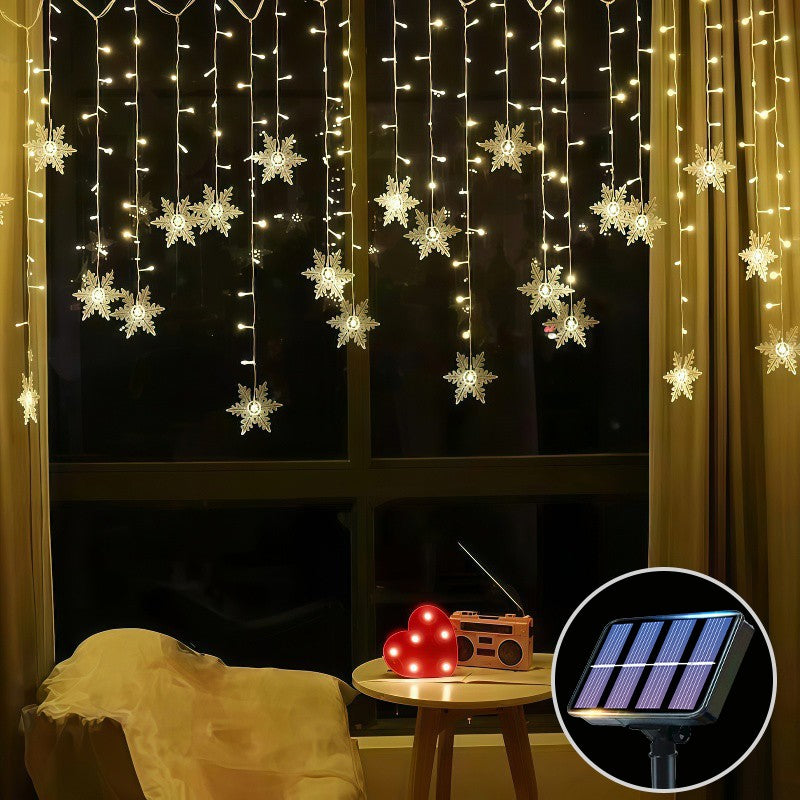 Solar Ice Strip Snowflake String Light Christmas Tree Decoration Light Winter Festival Light for Christmas Halloween Decor
