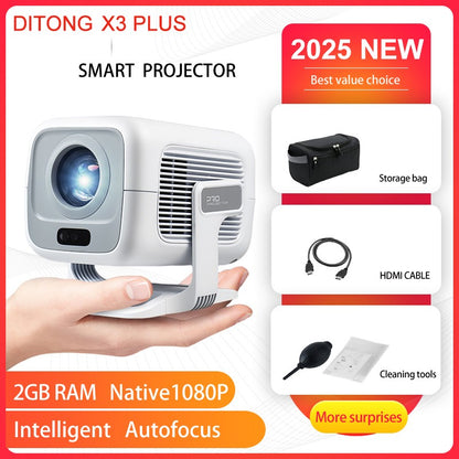 Projetor DITONG X3 Plus HD nativo 1080P suporte 4K Android projetor Foco automático LED Vídeo Home theater mini Projeção de filme