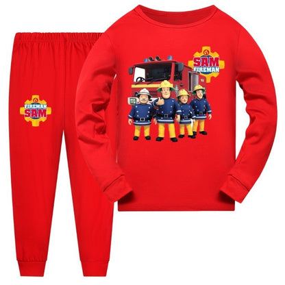 Anime Fireman Sam Clothes Kids Fire Fighting Pajama Sets Baby Girls Homewear Toddler Boys Nightwear Children Long Sleeve Pijamas