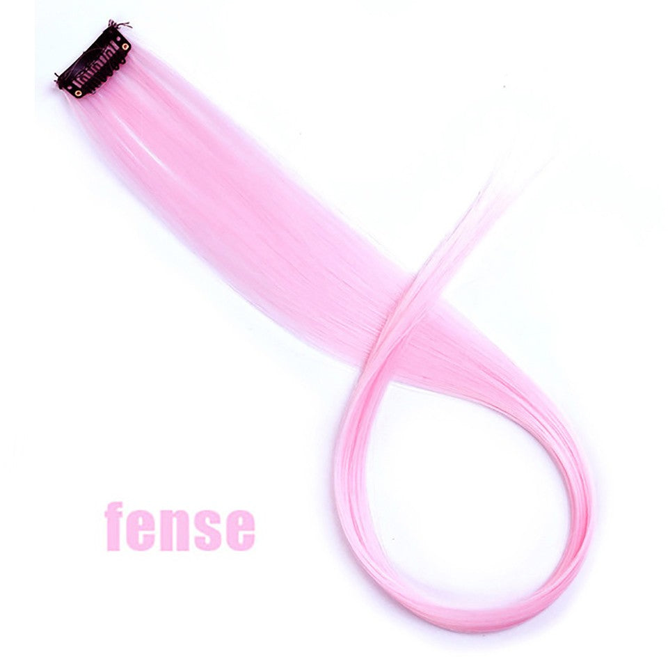 Todas as extensões de cabelo liso longo colorido peça de cabelo com clipe mecha de cabelo arco-íris rosa sintético em clipes