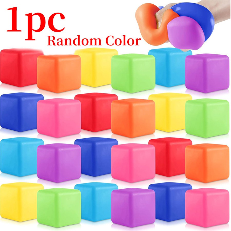 Soft Slow Rebound Stress Cube Color Swirl Rotating Sensory Squeeze Toy Anxiety Relief Fidget Toy Classroom Prize for Kids Adults