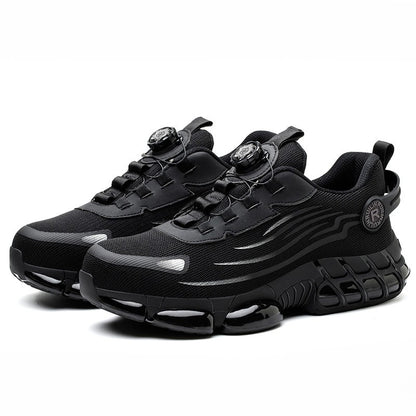 Sapatos de Segurança com Botão Rotativo Masculino Tênis com Bico de Aço e Amortecimento a Ar Sapatos de Trabalho Masculino Botas de Segurança Anti-Furos Calçados de Proteção